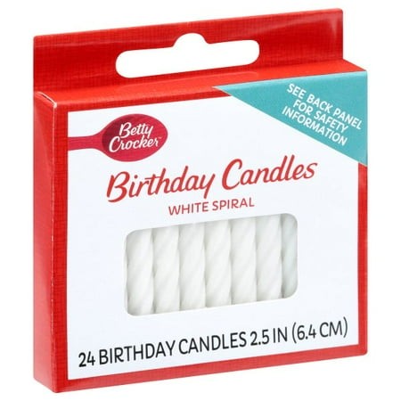 Betty Crocker Spiral Candles White – 24 Count 1 Pack