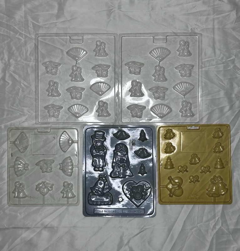Lot of 5 Vtg Plastic Candy Chocolate Mold Marriage Wedding Apollo Wilton USA