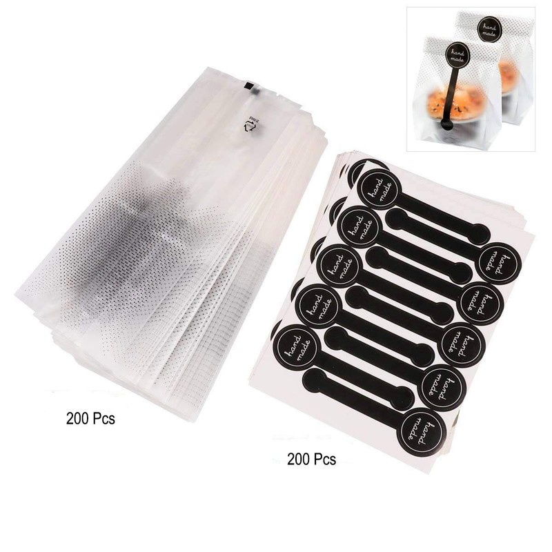 200pcs Translucent Plastic Bags, Cellophane Bags with 200Pcs Hand Made Sticke... gallery