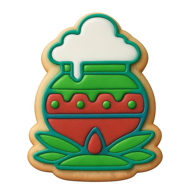 Decorative Pongal Pot Cookie Cutter & Stamp, Fondant & Clay - 4x3 gallery