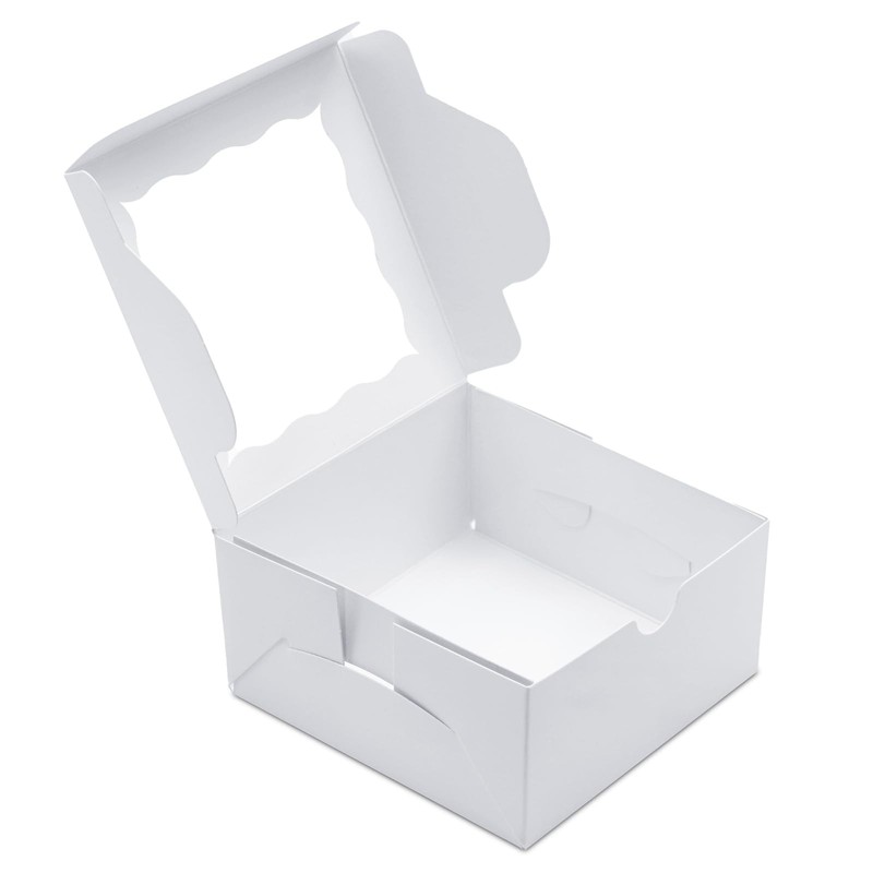 100pcs Cookie Boxes 4x4x2 Inch Bakery Boxes with Window Dessert Treat Box Cho... gallery