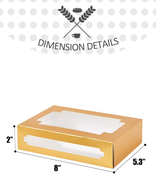 Cookie Boxes 24 PCS 8x5.3x2 Inch Gold Treat Box Window Bakery Donuts Candy gallery