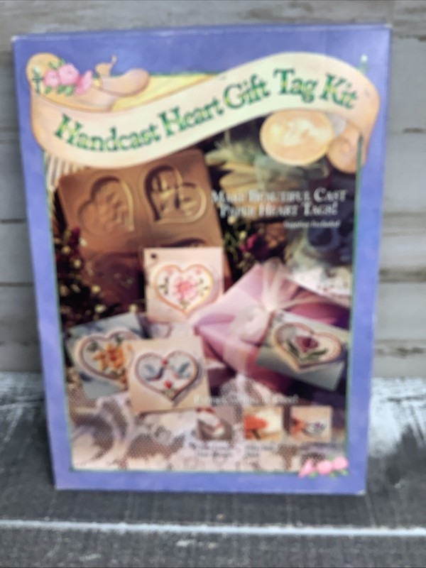 Vintage 1996 Brown Bag Paper Art Handcast Heart Gift Tag Kit gallery