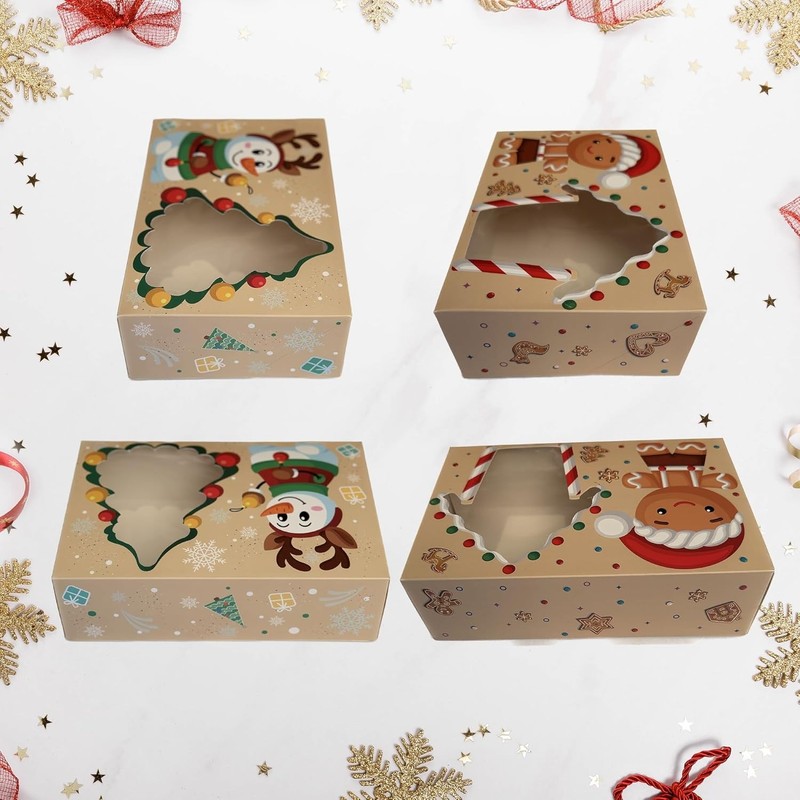 24pc Christmas Cookie Boxes Bulk Holiday Treat Bakery Gift Candy Packaging Set gallery