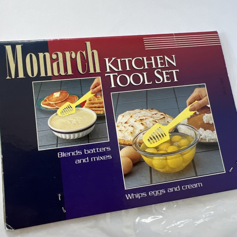 NEW Monarch Kitchen Tool Set Scraper & Blender White & Yellow Smooths Cuts Whips gallery