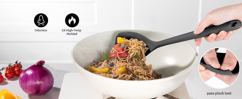 600ºF Heat Resistant Wok Spatula: 13.76" Long, 3.63" Wide Silicone gallery