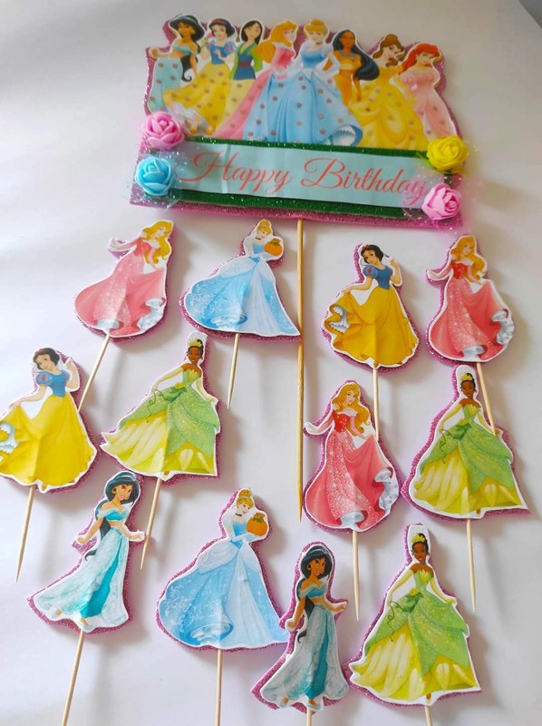 Disney Princess Cake Topper & Cupcake toppers Kids Birthday Party Decorations