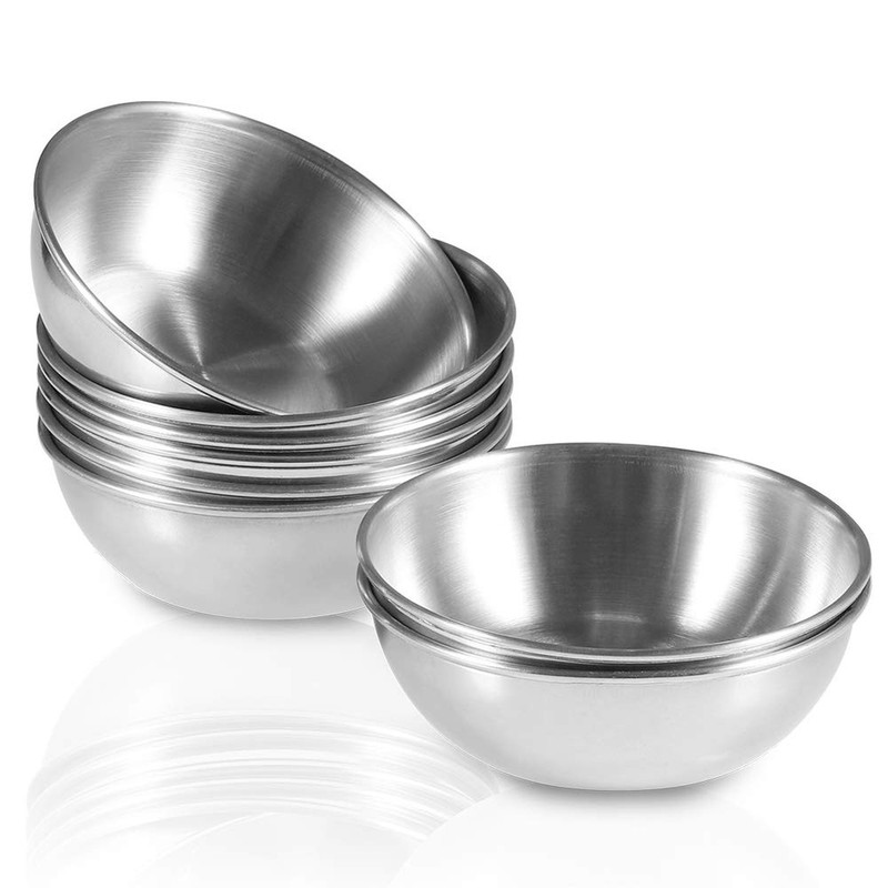 8 Pack 3.2inch Stainless Steel Sauce Dishes Mini Individual Saucers Bowl Roun…