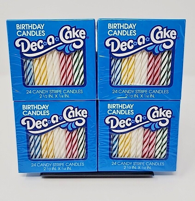Vintage Birthday Candles Lot of 96 Primary Color Cake Dec-a-Cake Candy Stripe