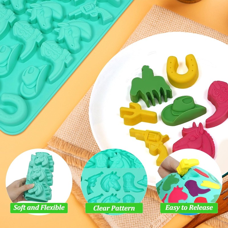 Cowboy Chocolate Molds, Western Themed Silicone Chocolate Molds with Cowboy H... gallery