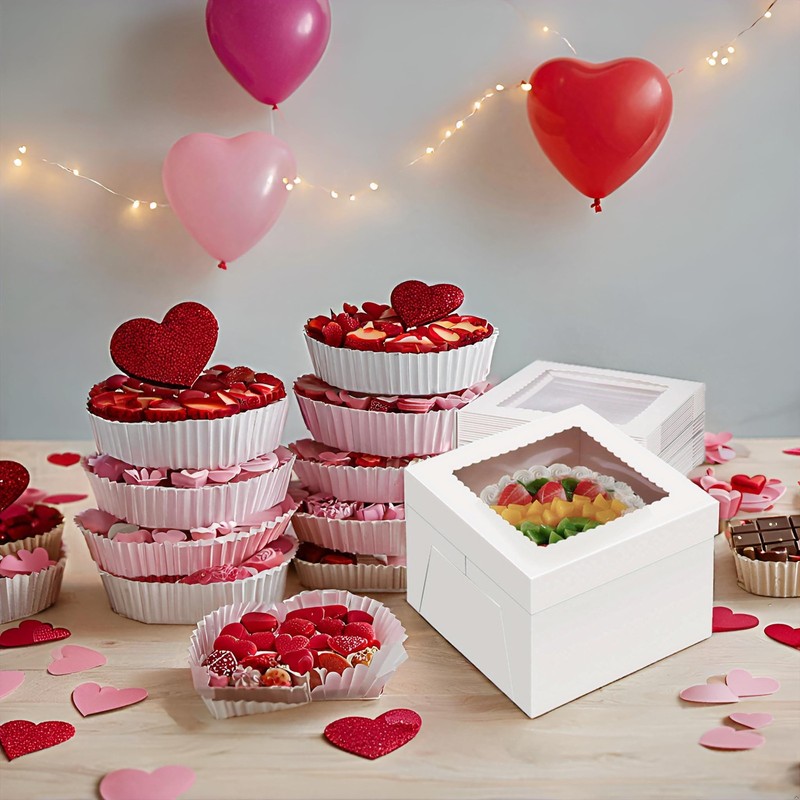 20 Pack Multi Tier Tall White Cake Boxes With Display Window 12x12x12 Inch gallery