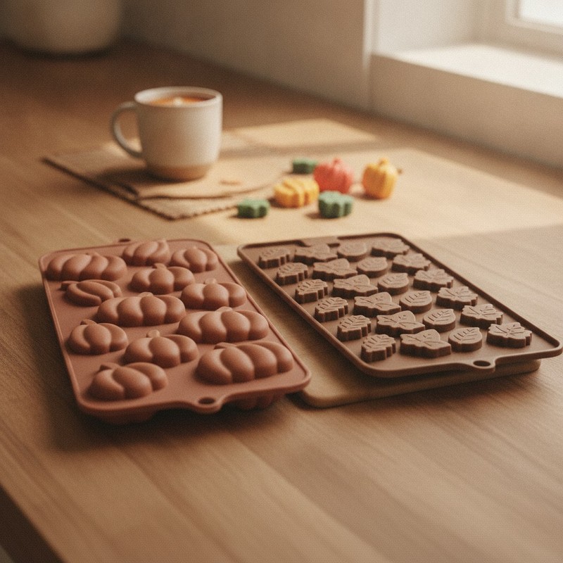 Fall Chocolate Molds 4 Pieces Silicone Pumpkin Candy Mold Maple Leaf Shaped F…