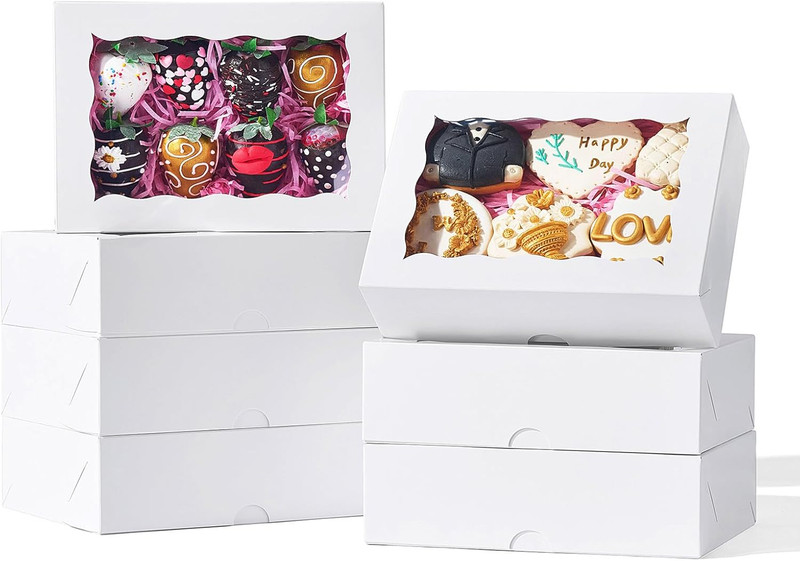 12PCS Bakery Boxes with Window (8X5X2 Inch) for Chocolate Covered Strawberries, gallery
