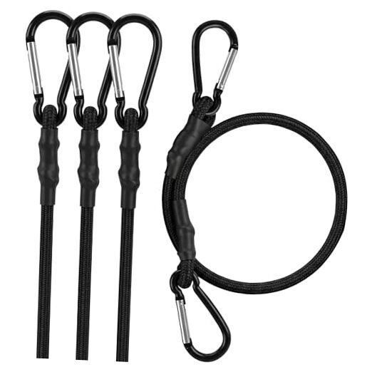 4 Pcs Heavy Duty Bungee Cords with Carabiner Hooks – 12″, 12 Inch (Pack of 4)