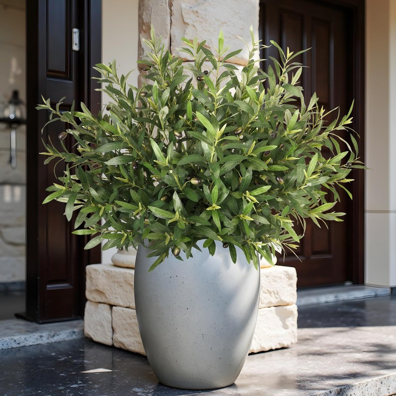 Ttranewsoo Fake Plants Olive Branch Artificial Plant 27.5In Outdoor Decorations gallery