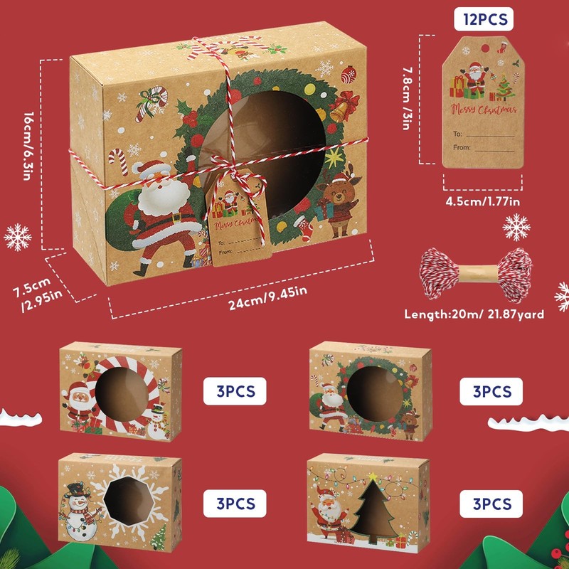 Christmas Cookie Boxes for Gift Giving,12 Pack Cookie Boxes with Window, Chri... gallery