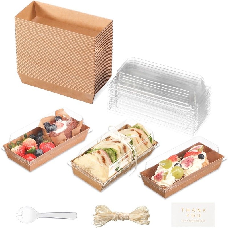 50pcs Charcuterie Boxes W/ Lids Sporks Thank You Stickers Ribbons Events New gallery
