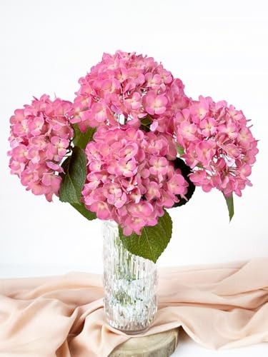 4 Pcs 20'' Real Touch Hydrangeas Pink Artificial Hydrangeas Flowers Faux Latex gallery