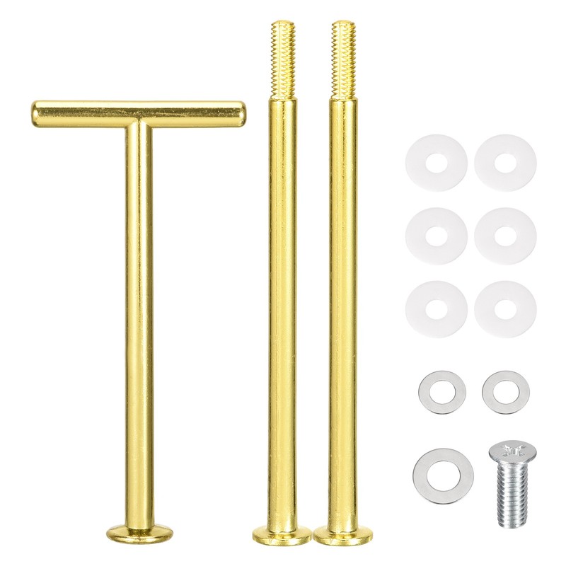 2 Set Cake Tray Stand Handle Plate Hardware Fitting 3-Tiers T-shape Gold