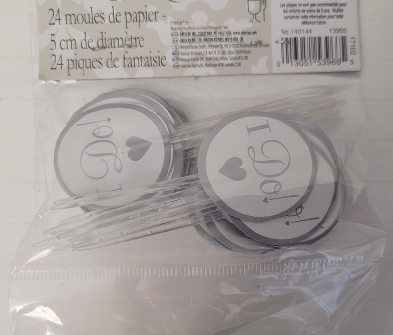 9- 24 Count Engagement Bridal Cupcake Liner Baking Cups Picks Party Supplies 216 gallery