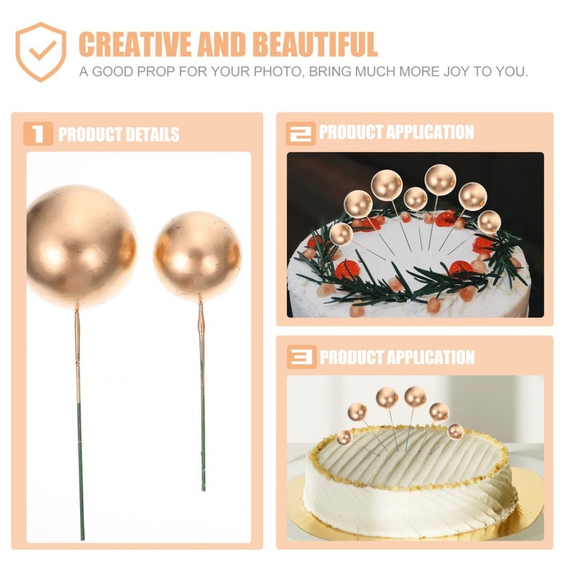 12Pcs Reusable Round Cake Topppers Golden Cake Decoration Picks for Party gallery