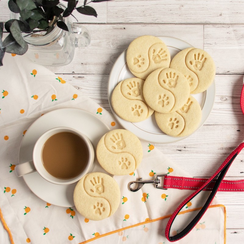 Yin Yang Hand & Dog Paw Print Cookie Cutter - dog treats animal rescue shelter gallery