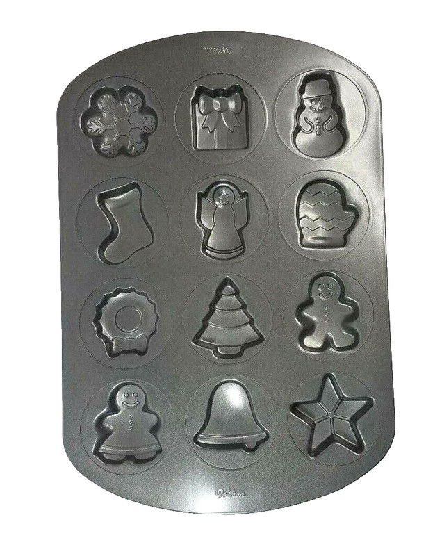 Wilton Mini Holiday Non-Stick 12 Cavity Christmas Cookie Tree Stocking Star