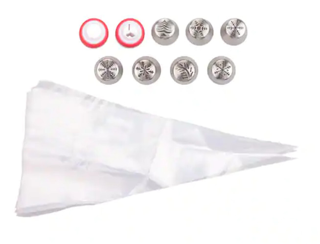 Christmas Cake Decorating Tips,Piping bags,Couplers-Snowflakes, Holly & Tree-New gallery