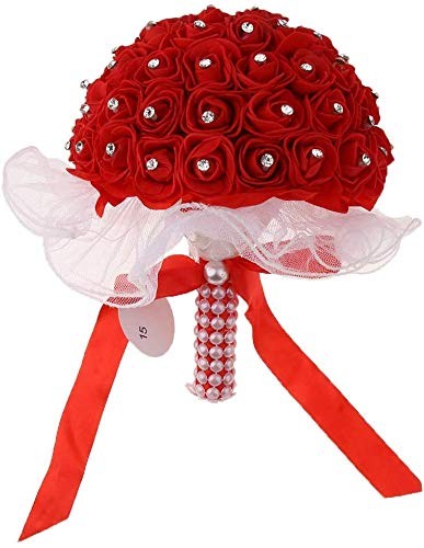 Taotenish Artificial Rose Silk Wedding Bouquet Bridal Holding Flower Arrangement