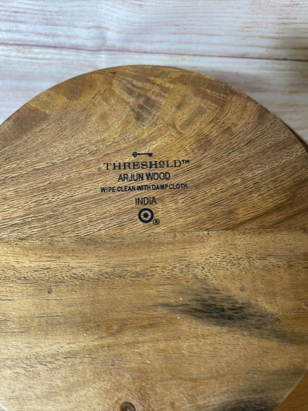 Threshold Arjun Wood Cake Stand Ocean Theme Resin Beach Waves 12" W 4.5" Tall gallery