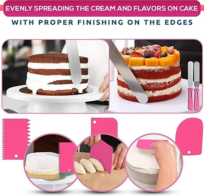 35PCs Cake Turntable and Leveler-Rotating with Non Slip pad-7 Icing Tips and ... gallery