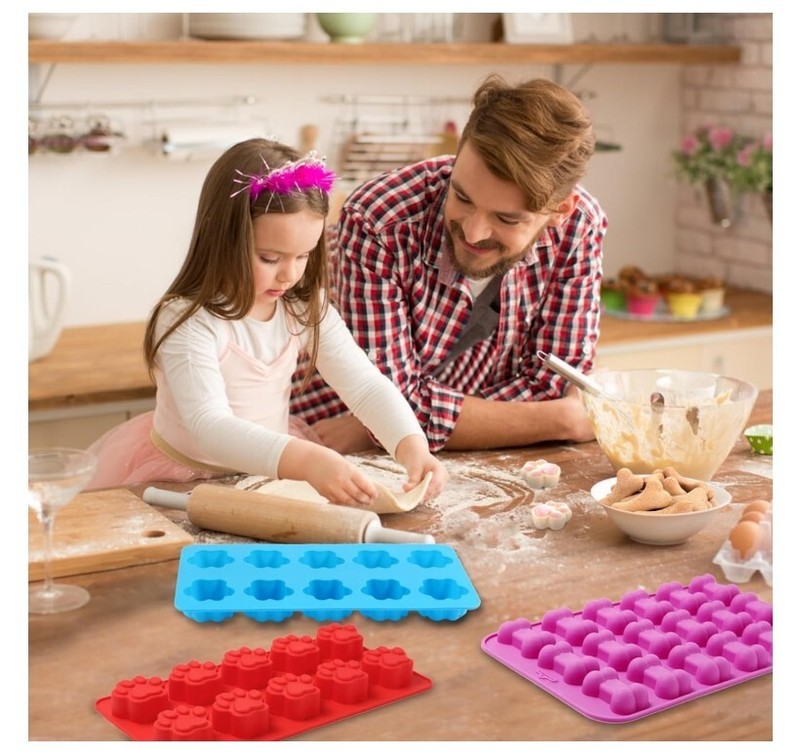 6PCS Silicone Molds Puppy Dog Paw and Bone, Elegant Chocolate Molds for Baking gallery