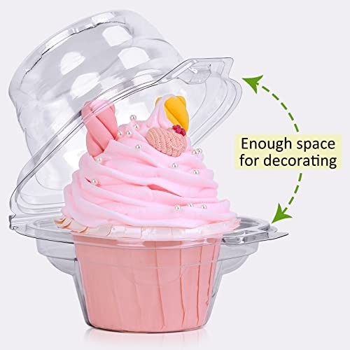 50 Pack Individual Cupcake Boxes - Stackable Plastic Holders for Muffins & Treat gallery