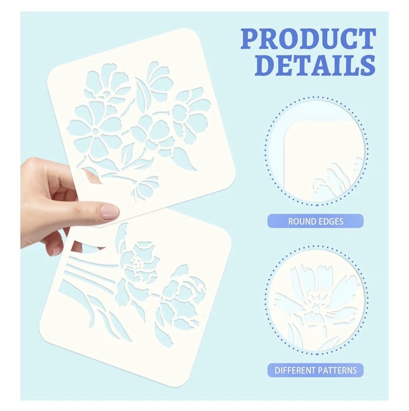 20Pcs Floral Cake Stencils Flower Cookie Decorating Stencil Set Baking Art DIY gallery