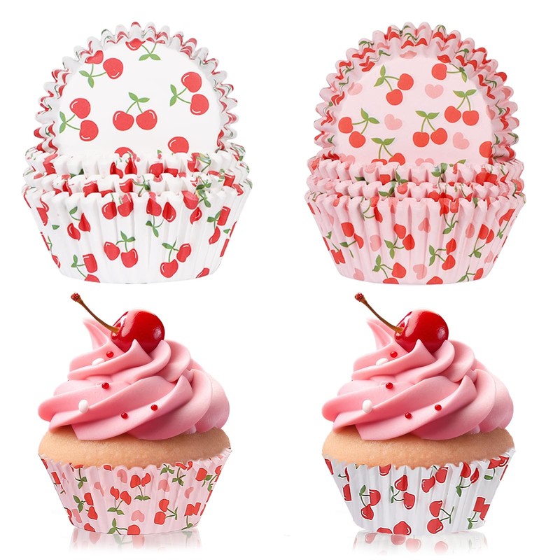 Cherry Cupcake Liners Summer Fruit Muffin Wrappers Decorative Cups 200 PCS