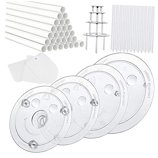 20 Plastic Cake Sticks Support Rods and 12 Clear Cake Stacking Dowels with 4