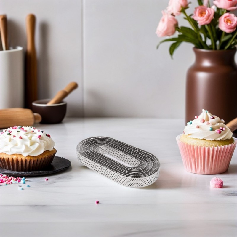 8pcs Perforated Tart for Kitchen and Bakery - Cake Mousse Molds gallery