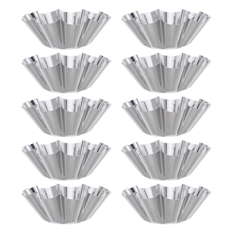 10PCS Egg Tart Baking Pan - Reusable Stainless Steel Muffin Molds - 2.6'' Mini gallery