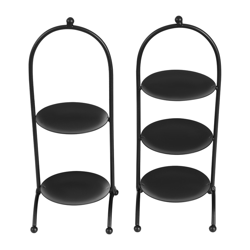 12 pcs Round Dessert Displays Black Cupcake Plate Cake Stands Fruit Snack Holder gallery