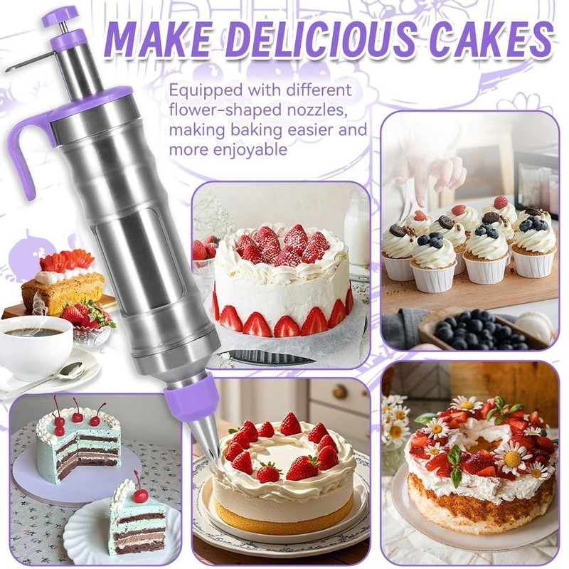 Dessert Decorating Syringe Set with 8 Silicone Cupcake Liners,Frosting Piping Ki gallery