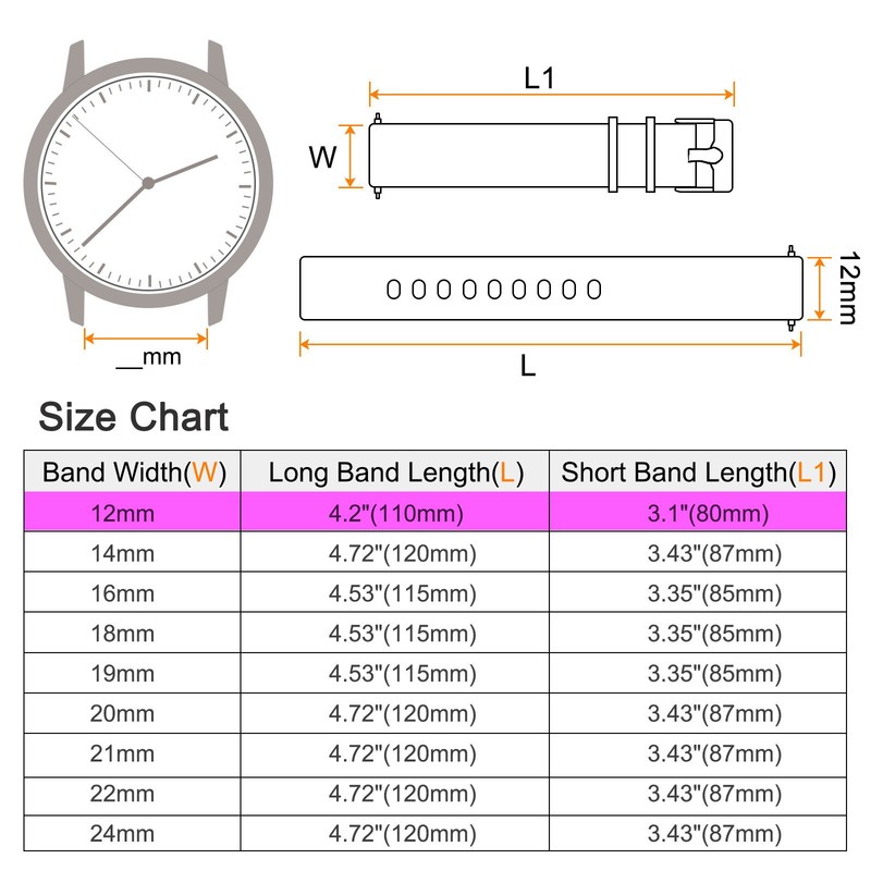 Silicone Watch Strap 12mm Quick Release for Black Buckle Dark Blue gallery