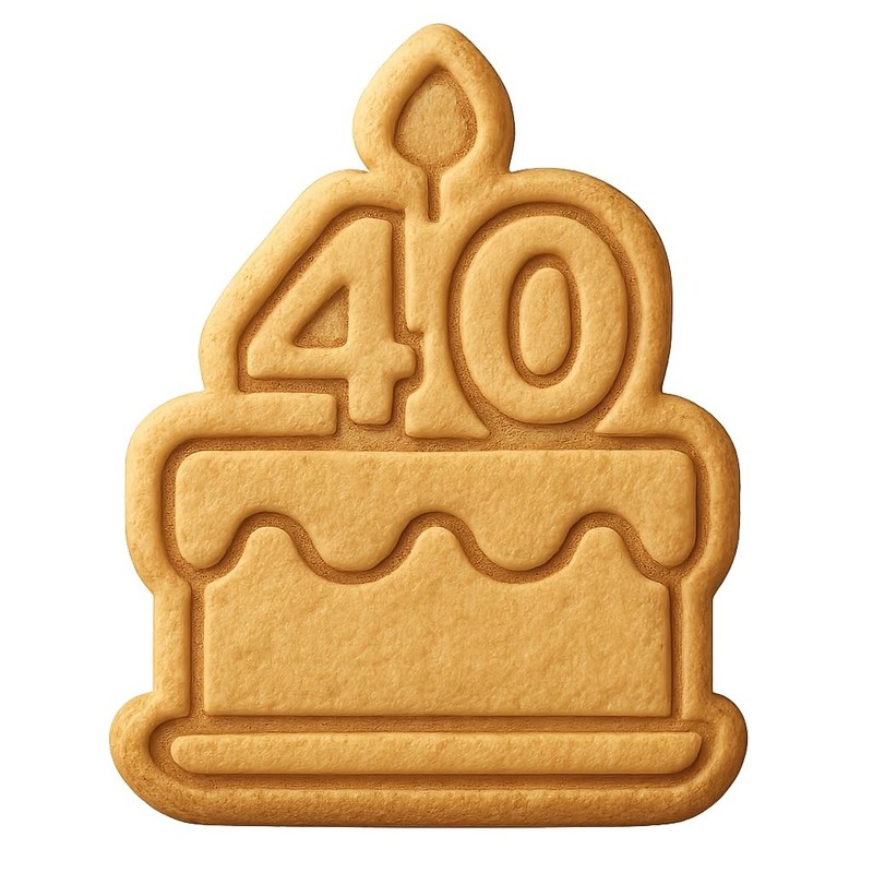 40th Birthday Cake Cookie Cutter & Stamp, Fondant & Clay – 4×3.2