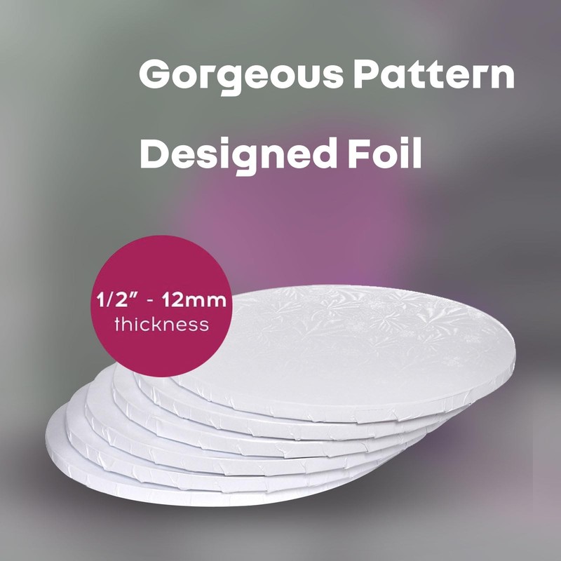 6 PCS 12 Inch White Round Sturdy Cake Board Drums 1/2 Inch Thick For Display gallery