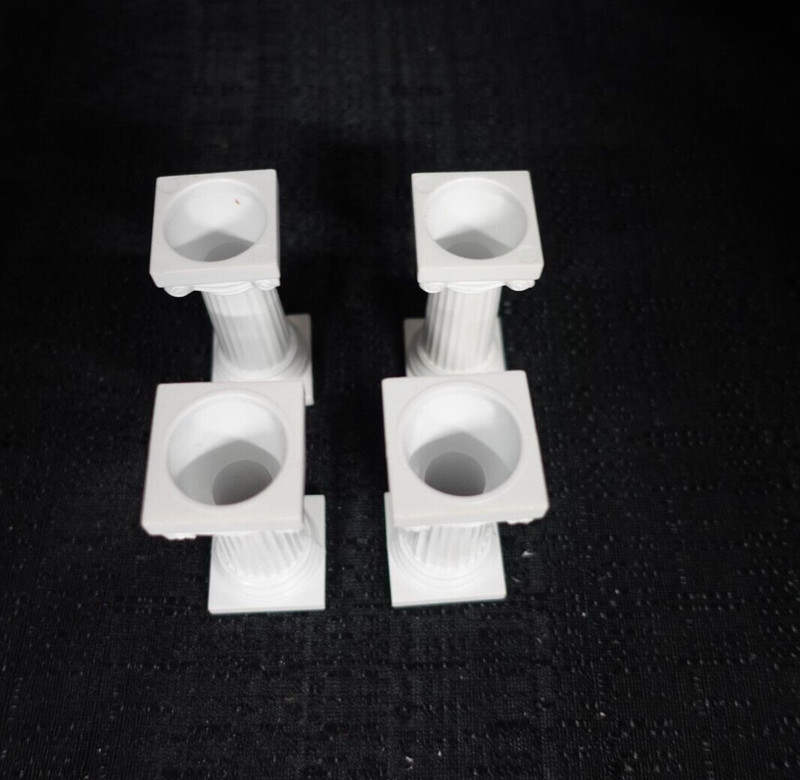 Wilton cake stacker 3" Grecian scroll pillars / 4 ct / white / vintage gallery