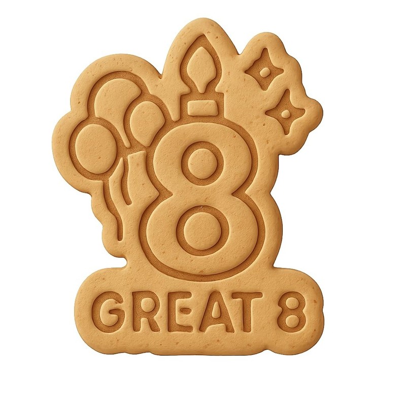 Twisted Great 8 Cookie Cutter & Stamp, Fondant & Clay – 3.2×4″