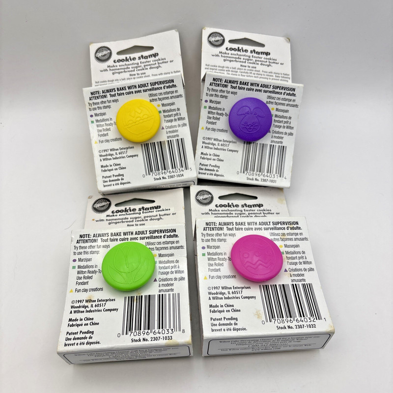 Lot of 4 Wilton Easter Cookie Stamps Basket Easter Egg Flower Bunny Rabbit New gallery