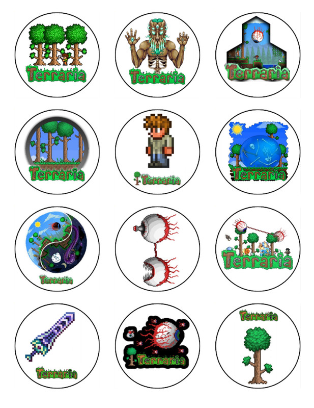 Terraria Cake Topper Edible Icing Birthday Cake Gaming Decorations (3 Sizes) #02