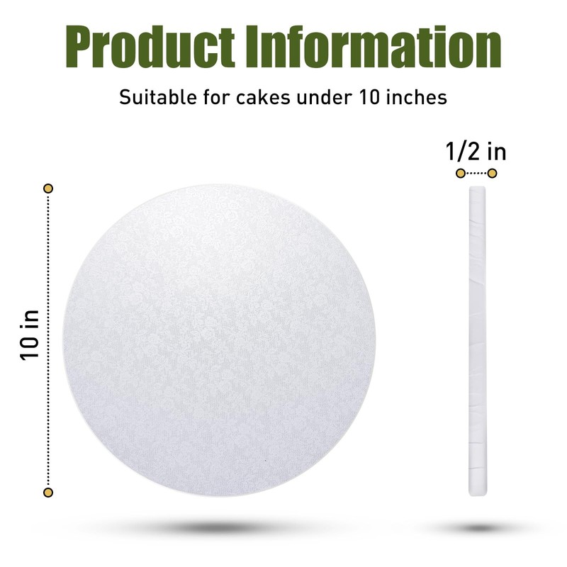 10 PCS White 12x1/2 Inch Thick Round Cake Drum Boards Sturdy Base Tiered gallery