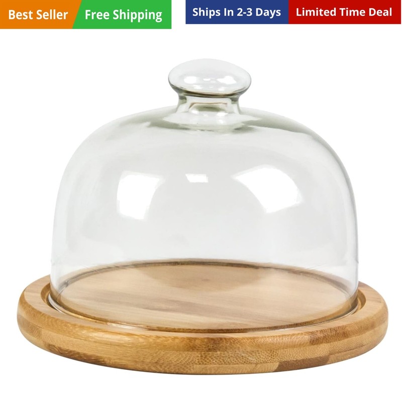 Glass Dessert Dome with Base, Mini Decorative Cake Tray with Glass Dome Cover…