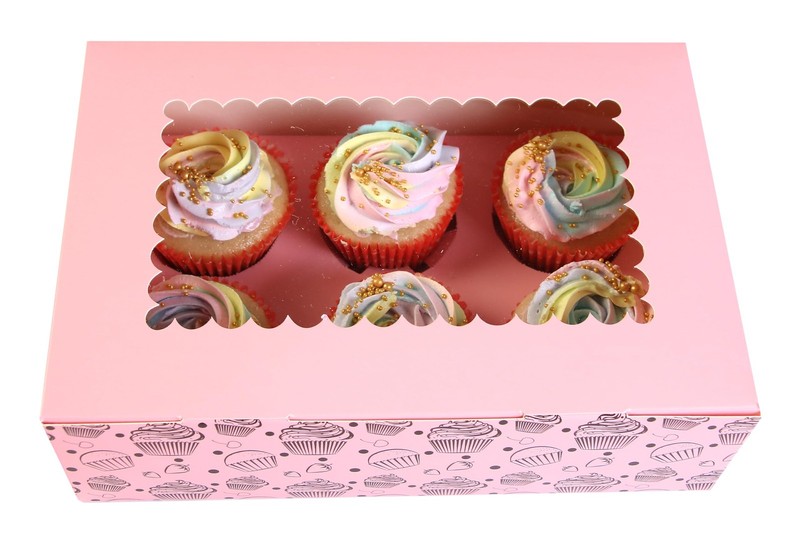 20 PCS Pink Cupcake Boxes Insert Trays Carrier Windows Fits 6 Muffins Pastry gallery